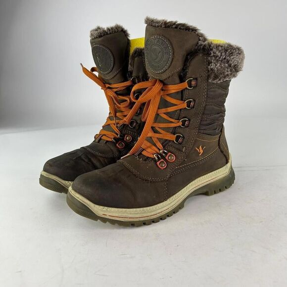 Santana Canada Maldine Winter Boots US 9 Womens Fur Trim Brown Lace-Up Boot - Picture 4 of 15
